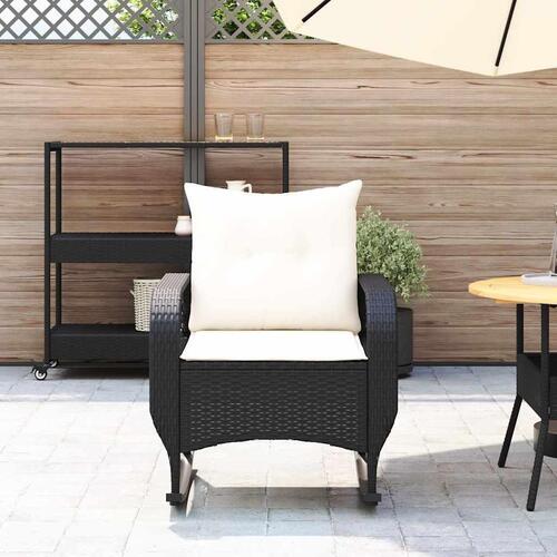 Udendørs gyngestol med hynder polyrattan sort