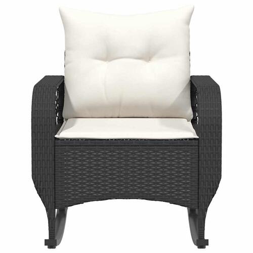 Udendørs gyngestol med hynder polyrattan sort