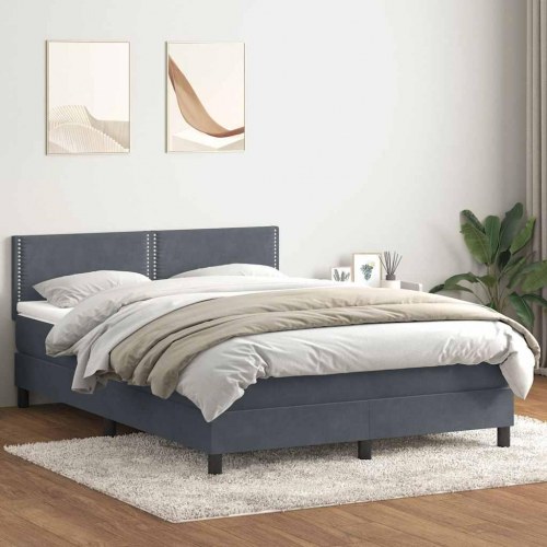 Kontinentalseng med madras 140x210 cm fløjl mørkegrå