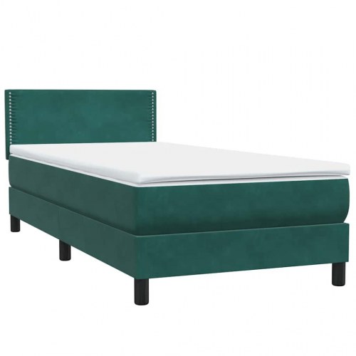 Kontinentalseng med madras i fløjl - mørkegrøn 80×220 cm