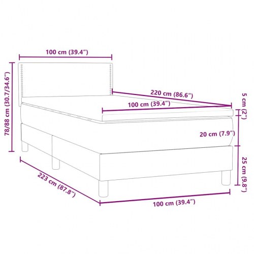 Kontinentalseng med madras 100x220 cm fløjl Lyserød