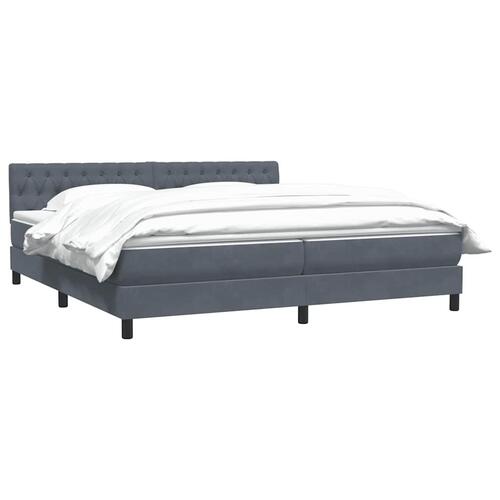 Kontinentalseng med madras 200x210 cm fløjl mørkegrå