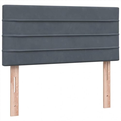 Kontinentalseng med madras i fløjl - mørkegrå 90×220 cm
