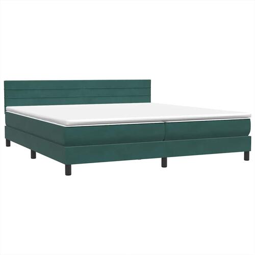 Kontinentalseng med madras 180x210 cm fløjl mørkegrøn