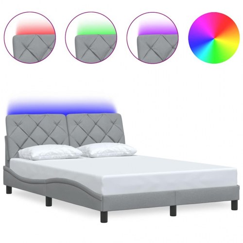 Sengeramme med LED uden madras 140 x 200 cm - lysegrå