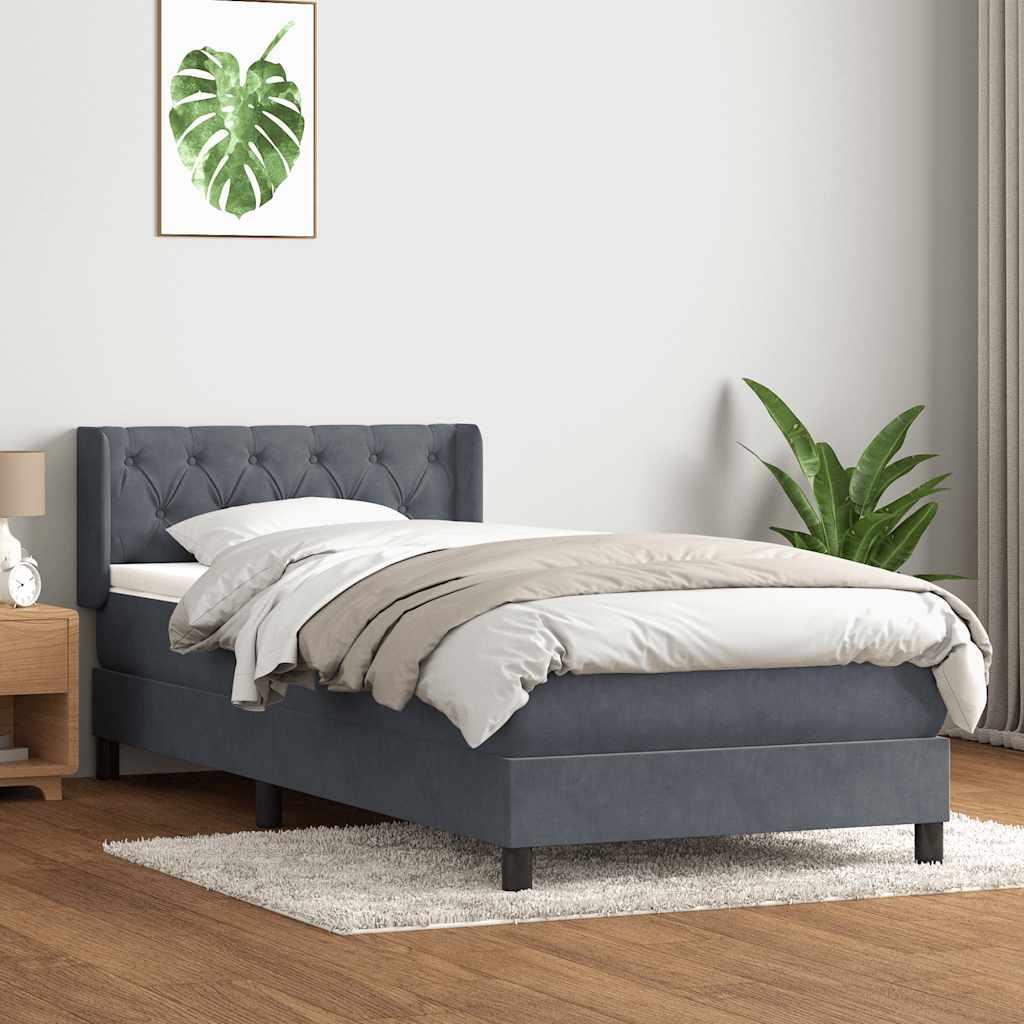 Kontinentalseng med madras mÃ¸rkegrÃ¥ 80x210 cm flÃ¸jl