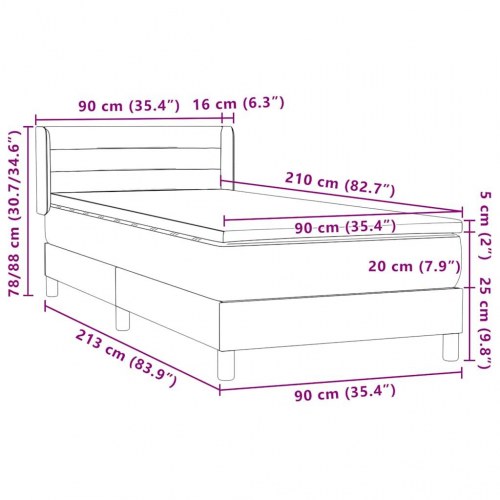 Kontinentalseng med madras 90x210 cm fløjl sort