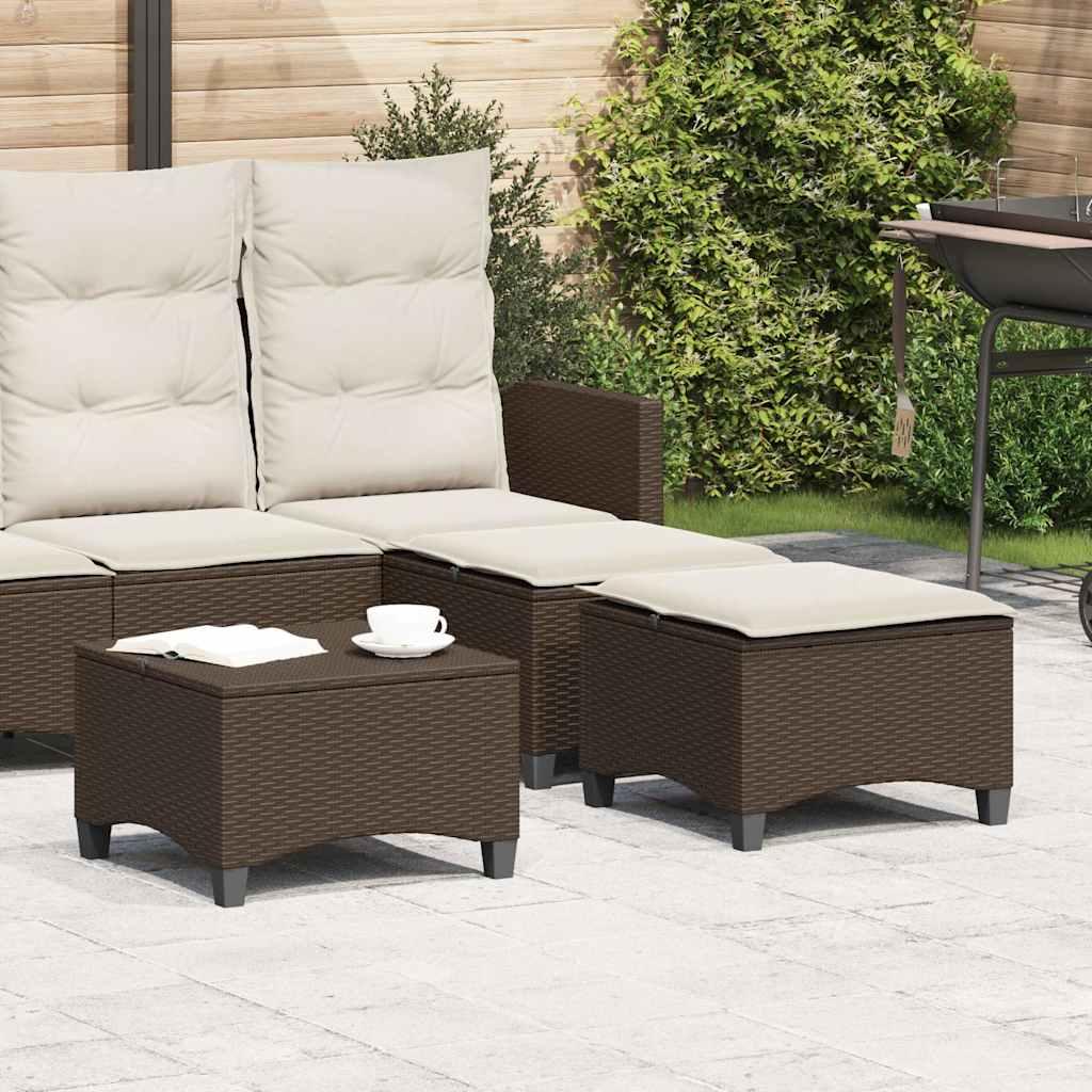 Havestole med hynder 2 stk. 55x55x36 cm polyrattan brun