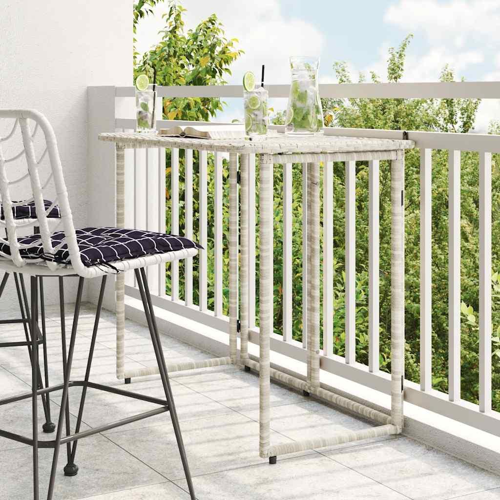 Foldbart havebord 90x51x75 cm polyrattan lysegrå