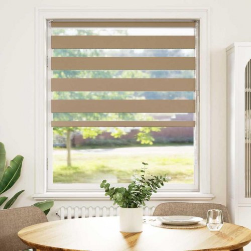 Zebragardin - sandbrun 110×150 cm, stofbredde 105,9 cm, polyester