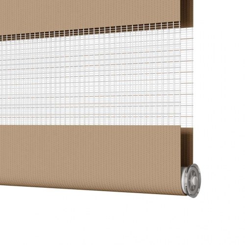 Zebragardin - sandbrun 110×150 cm, stofbredde 105,9 cm, polyester