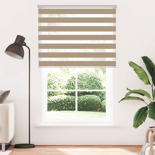 Zebragardin sandbrun 145×200 cm - stofbredde 140,9 cm, polyester