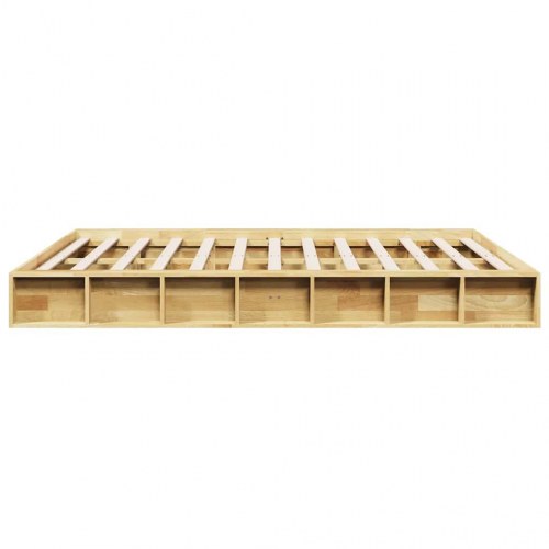 Sengeramme 160x200 cm i massivt egetræ - med lamelbund og opbevaringsrum