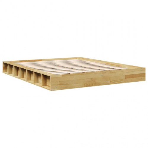 Sengeramme 160x200 cm i massivt egetræ - med lamelbund og opbevaringsrum