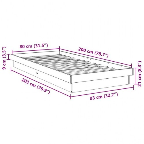 Sengeramme uden madras 80x200 cm konstrueret træ