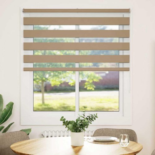 Zebragardin sandbrun 125 × 150 cm - stofbredde 120,9 cm, polyester