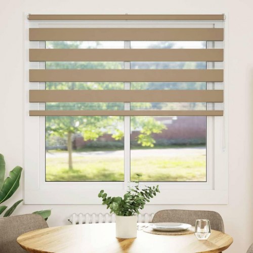 Zebragardin - sandbrun 145×100 cm, stofbredde 140,9 cm, polyester