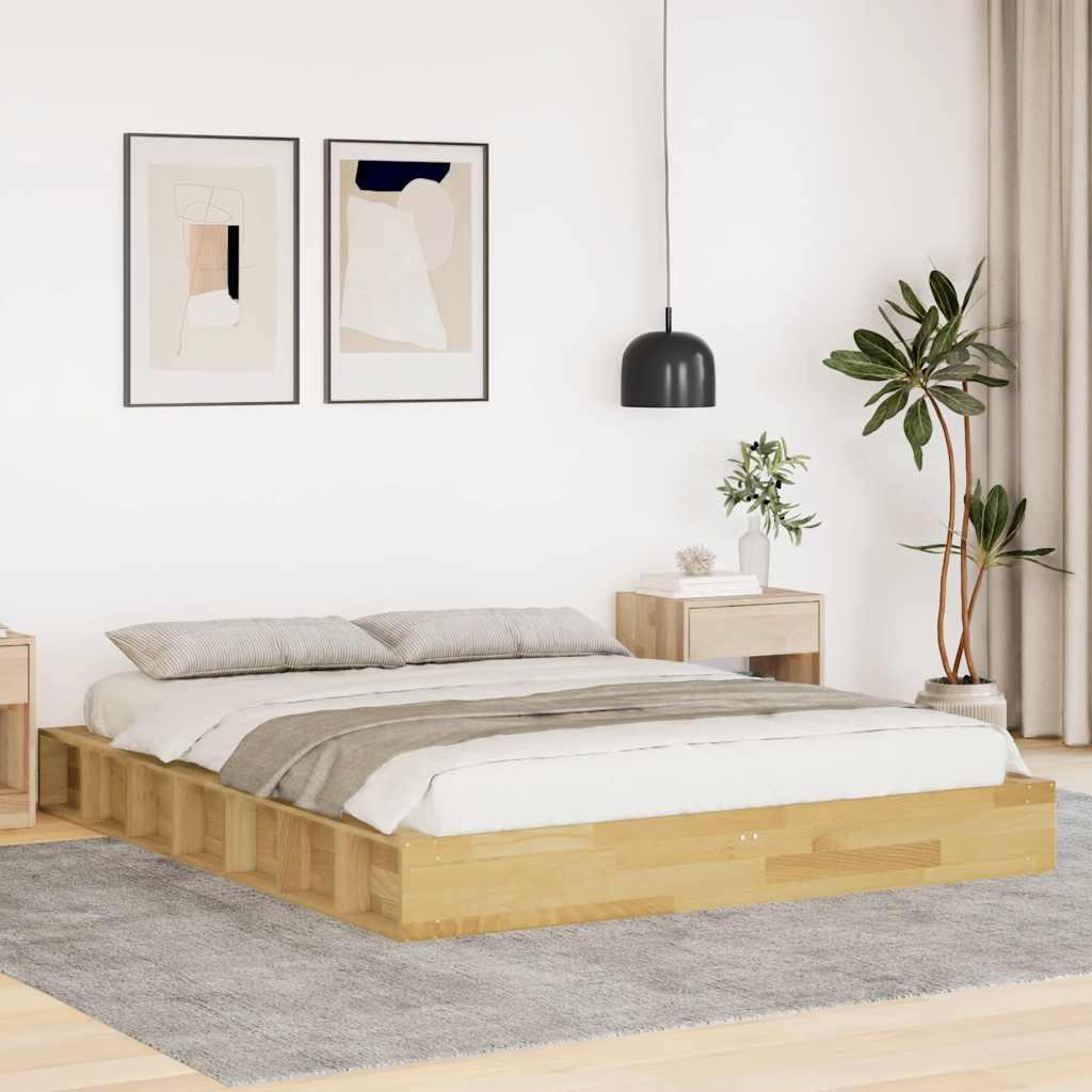 Sengeramme Uden Madras Massivt Træ Eg - 140 x 190 cm