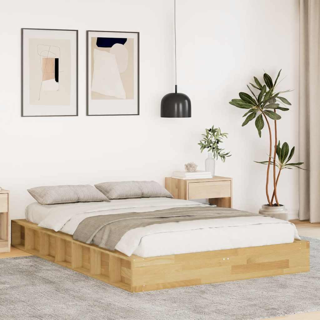 Sengeramme Uden Madras Massivt Træ Eg - 120 x 190 cm