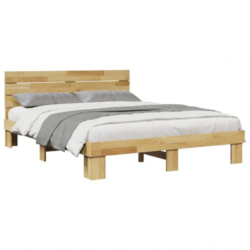 Sengeramme med hovedgærde uden madras 135 x 190 cm i massivt egetræ