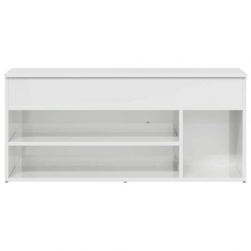 Skobænk 102x30,5x45 cm konstrueret træ hvid højglans