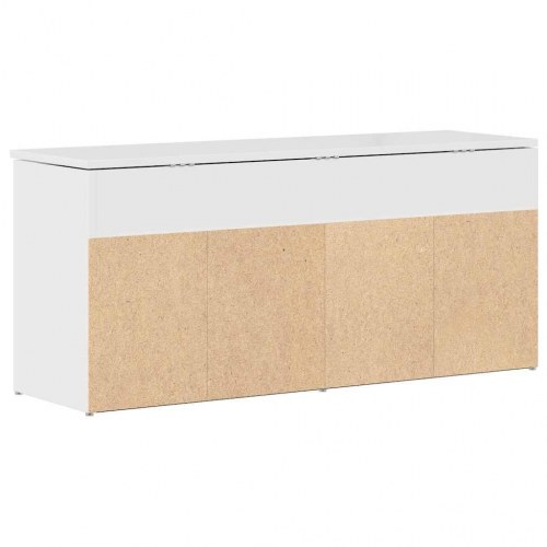 Skobænk 102x30,5x45 cm konstrueret træ hvid højglans