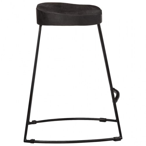Barstole sæt á 2 - massivt mangotræ & metal, sort, 46×38×52 cm