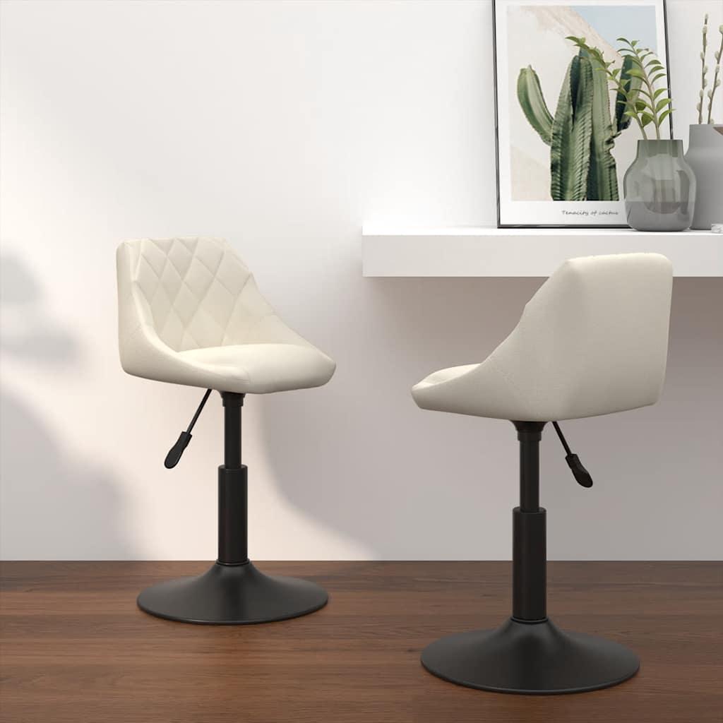 Drejelige spisebordsstole 2 stk. fløjl cremefarvet