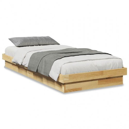 Sengeramme 100x200 cm i massivt egetræ - lav platformsseng uden madras