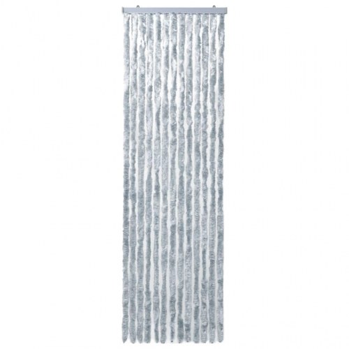 Insektgardin 90×200 cm i chenille - grå/hvid dørgardin