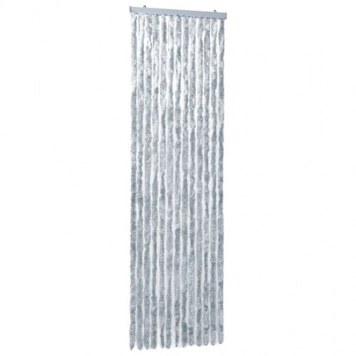 Insektgardin 90×200 cm i chenille - grå/hvid dørgardin