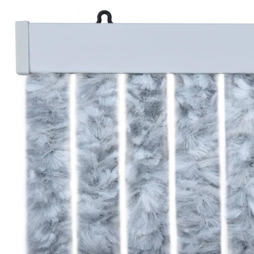 Insektgardin 90×200 cm i chenille - grå/hvid dørgardin