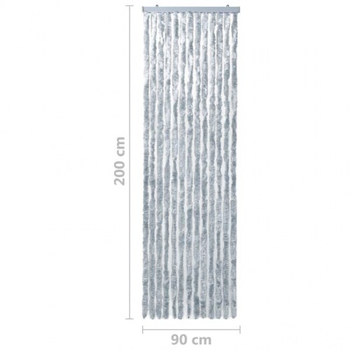 Insektgardin 90×200 cm i chenille - grå/hvid dørgardin
