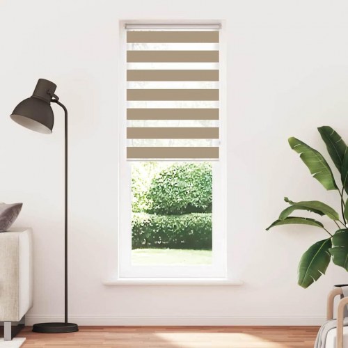 Zebragardin sandbrun 90×230 cm - stofbredde 85,9 cm, polyester