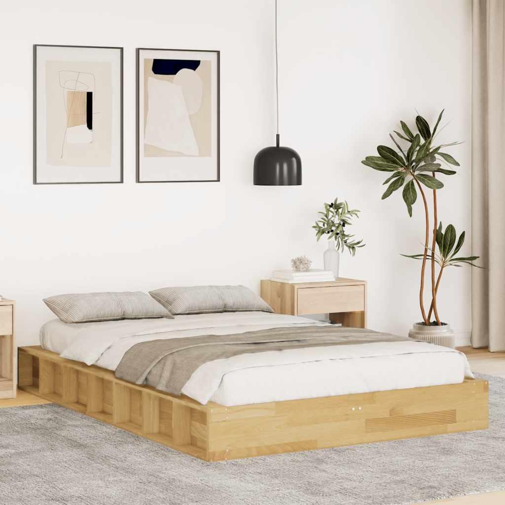 Sengeramme Uden Madras Massivt Træ Eg - 120 x 200 cm
