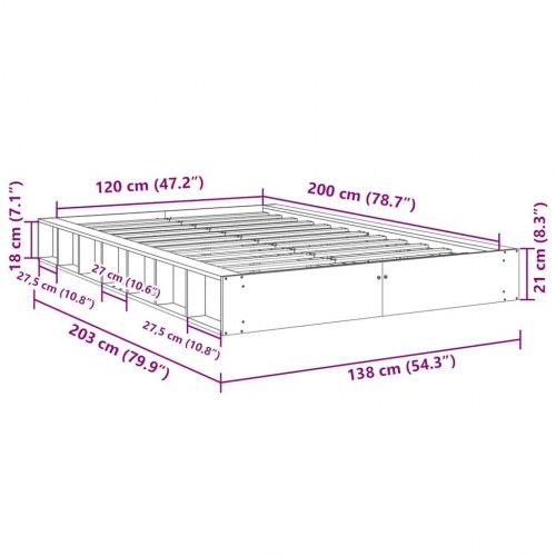 Sengeramme i massivt egetræ 120 x 200 cm