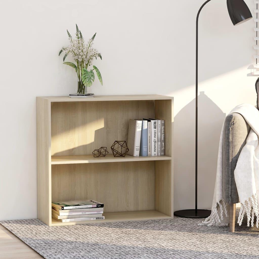 Bogreol Med 2 Hylder 40X30X76,5 Cm Konstrueret Træ Sonoma-Eg - 80 cm / 76.5 cm