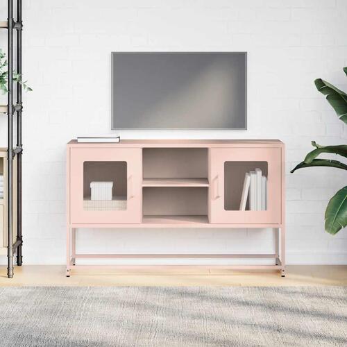 Tv-bord 100,5x39x60,5 cm stål lyserød