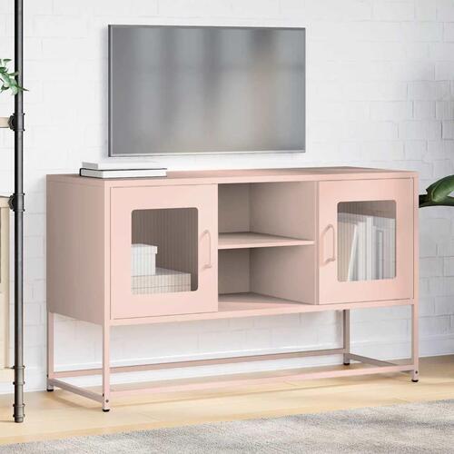 Tv-bord 100,5x39x60,5 cm stål lyserød