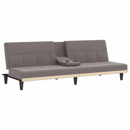 Sovesofa med kopholdere i stof - gråbrun