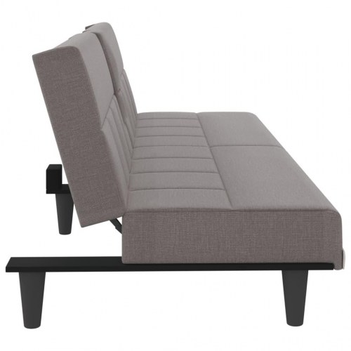 Sovesofa med kopholdere i stof - gråbrun