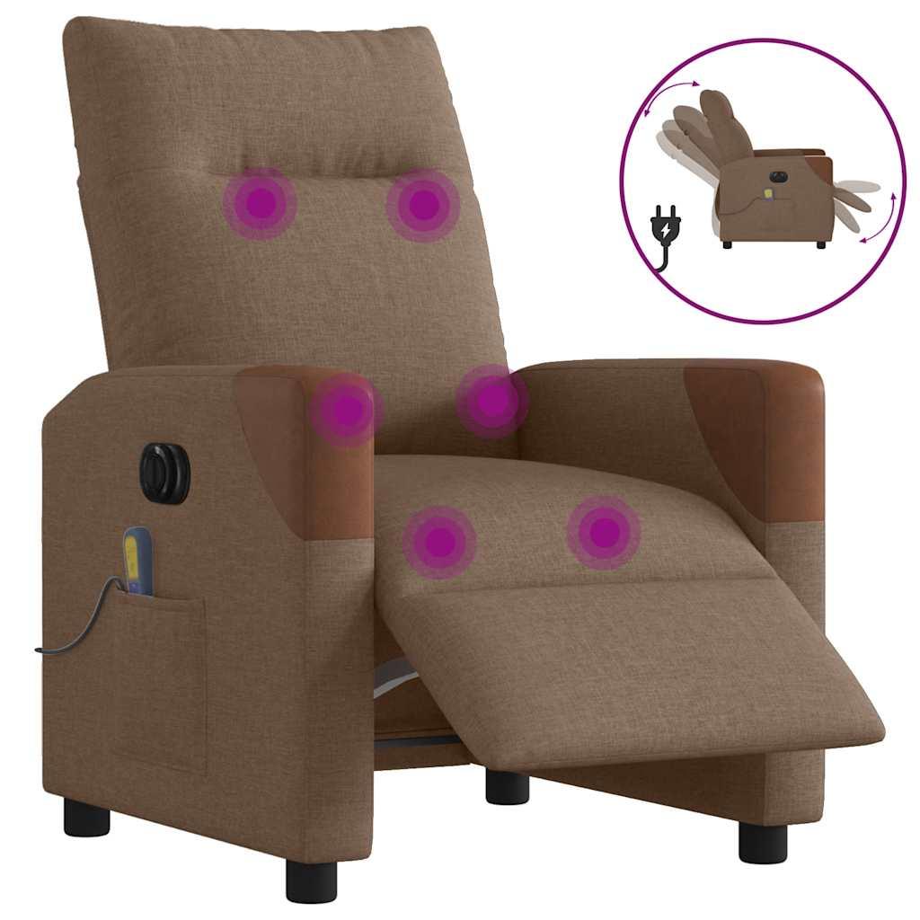 Eldrevet massagestol stof brun billede