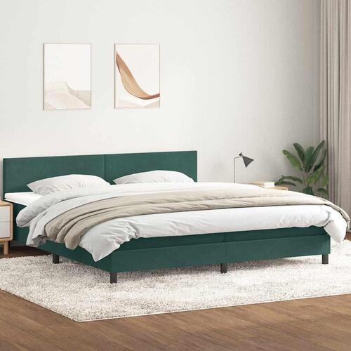 Kontinentalseng med madras 200x210 cm fløjl mørkegrøn