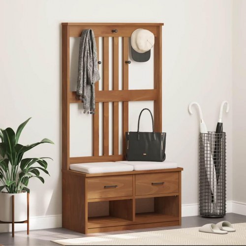 Halltræ med bænk SANDNES i massivt fyrretræ - 87 x 40 x 159,5 cm