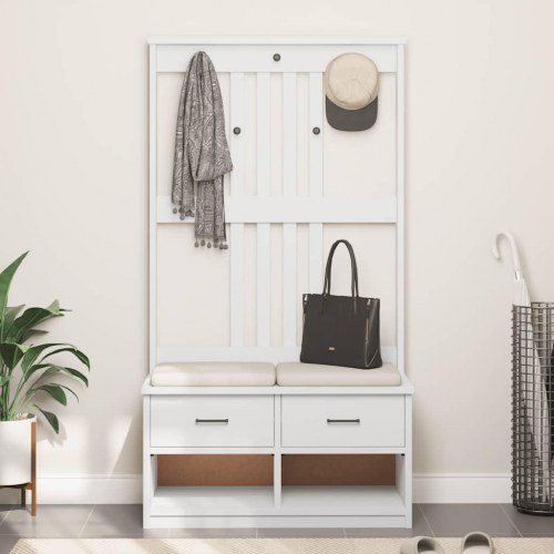 Hall træ SANDNES 87x40x159,5 cm massivt fyrretræ hvid