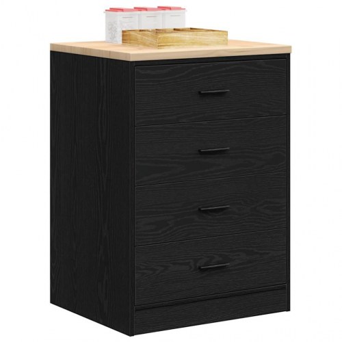 Garageopbevaringsskab med 4 skuffer - sort, 60×51×85 cm, massiv fyrretræsbordplade