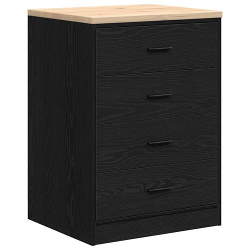 Garageopbevaringsskab med 4 skuffer - sort, 60×51×85 cm, massiv fyrretræsbordplade