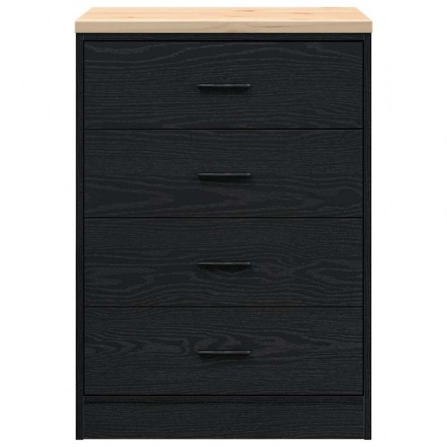 Garageopbevaringsskab med 4 skuffer - sort, 60×51×85 cm, massiv fyrretræsbordplade