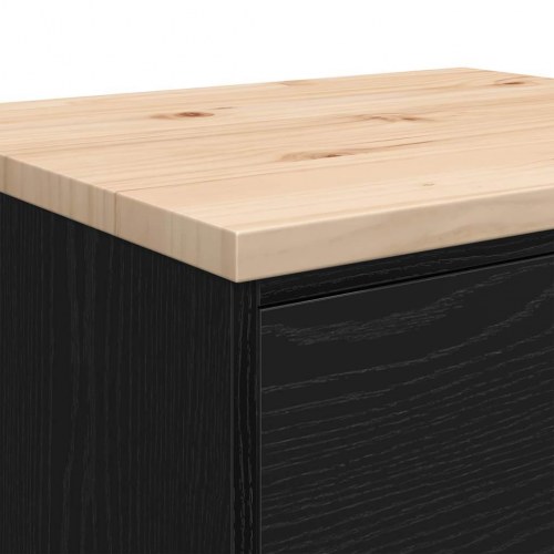 Garageopbevaringsskab med 4 skuffer - sort, 60×51×85 cm, massiv fyrretræsbordplade