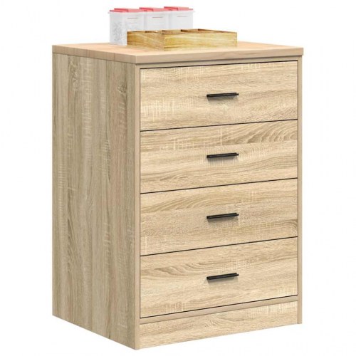 Garageopbevaringsskab med 4 skuffer - Sonoma eg, 60 × 51 × 85 cm, massivt fyrretræ